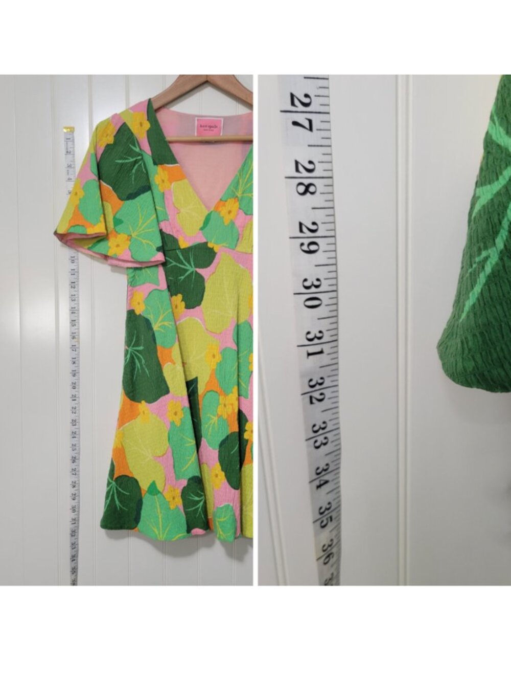 Kate Spade Cucumber Botanical Crepe 60s 70s Retro Hippie Fairycore Swing Dress - Picture 9 of 12